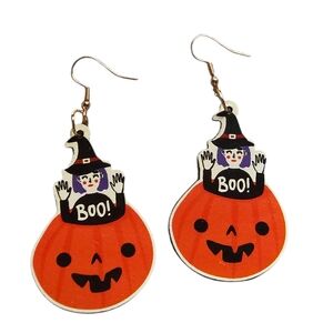 Halloween Pumpkin Witch Earrings